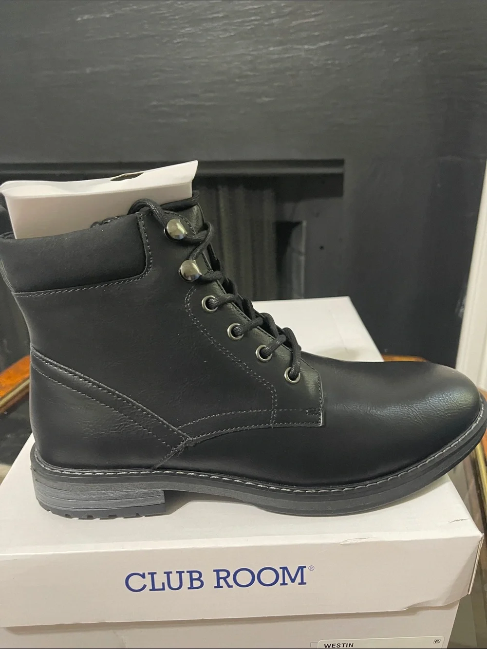 Club Room Black Men’s Lace-Up Combat Boots